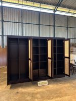 Almari Baju Lemari Pakaian Minimalis 6 Pintu Kayu Jati Kombinasi Rotan JJM-ALPK 117 - Image 3